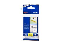 Brother TZe-S221 - Extrastark häftning - svart på vitt - Rulle (0,9 cm x 8 m) 1 kassett(er) bandlaminat - för Brother PT-D210, D600, H110; P-Touch PT-1005, 1880, E310, E800; P-Touch Cube Plus PT-P710 TZES221