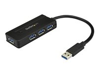 StarTech.com USB 3.0-hubb med 4 portar - Minihubb med laddningsport - Strömadapter medföljer - Hubb - 4 x SuperSpeed USB 3.0 - skrivbordsmodell - för P/N: USB312SAT3CB, USB315CB2M, USBLT1MWS, USBLT2MBR, USBLT30CMW, USBLTM1MBK, USBLTM1MWH ST4300MINI