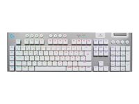 Logitech G G915 X - Tangentbord - gaming, LIGHTSPEED - full size - bakgrundsbelyst - trådlös - Bluetooth, 2.4 GHz, USB-C - vit 920-012688