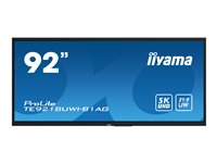 92" UW5K 5120x2160 - iiWare11 - Android 13 - 50-Points PureTouch IR+ with zero bonding - VA panel - Multi-Screen Display supported - Metal Housing - Fan-less - Speakers 2x 16W + 16W subwoofer - Microphone Array 8x - HDMI 4x - HDMI-out - USB-C 2x up to 10 TE9218UWI-B1AG