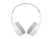 Belkin SoundForm Mini - Hörlurar med mikrofon - på örat - Bluetooth - trådlös, kabelansluten - 3,5 mm kontakt - vit AUD002BTWTV3