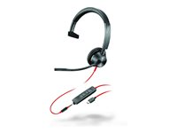 HP Poly Blackwire 3315-M - Blackwire 3300 series - headset - på örat - kabelansluten - 3,5 mm kontakt, USB-C - svart - Certifierad för Microsoft-teams 76J15AA