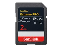 SanDisk Extreme Pro - Flash-minneskort - 2 TB - Video Class V30 / UHS-I U3 / Class10 - SDXC UHS-I SDSDXXD-2T00-GN4IN