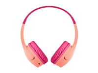 Belkin SoundForm Mini - Hörlurar med mikrofon - på örat - Bluetooth - trådlös, kabelansluten - 3,5 mm kontakt - rosa AUD002BTPKV3