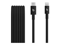 Beats - Lightning-kabel - 24 pin USB-C hane till Lightning hane - 1.5 m - bultsvart - flätad kabel, reinforced design, snabbladdning MDGK4ZM/A