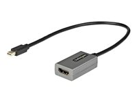StarTech.com Mini DisplayPort to HDMI Adapter, mDP to HDMI Adapter Dongle, 1080p, Mini DisplayPort 1.2 to HDMI Monitor/Display, Mini DP to HDMI Video Converter, 12" Long Attached Cable - Thunderbolt 1/2 Compatible (MDP2HDEC) - Videokort - Mini DisplayPort hane till HDMI hona - 30 cm - svart - passiv omvandlare MDP2HDEC