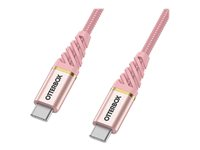 OtterBox Premium - USB-kabel - 24 pin USB-C (hane) till 24 pin USB-C (hane) - USB 2.0 - 3 A - 1 m - Strömförsörjningsstöd - skimrande rosa 78-52684
