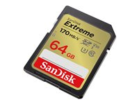 SanDisk Extreme - Flash-minneskort - 64 GB - Video Class V30 / UHS-I U3 / Class10 - SDXC UHS-I SDSDXV2-064G-GNCIN
