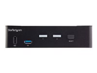 StarTech.com 2-ports HDMI KVM-switch - En skärm 4K 60 Hz Ultra HD HDR - Desktop HDMI 2.0 KVM-switch med 2 portar USB 3.0-hubb (5 Gbit/s) och 4x USB 2.0 HID, ljud - Snabbtangenter för omkoppling - TAA - Omkopplare för tangentbord/video/mus/ljud - 2 x KVM/ljud - 1 lokal användare - skrivbordsmodell, rackmonterbar - TAA-kompatibel SV231HU34K6