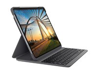 Logitech Slim Folio Pro - Tangentbord och foliefodral - bakgrundsbelyst - trådlös - Bluetooth LE - QWERTY - nordisk - för Apple 12.9-inch iPad Pro (3:e generationen, 4:e generation) 920-009709