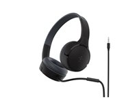 Belkin SoundForm Mini - Hörlurar med mikrofon - på örat - kabelansluten - 3,5 mm kontakt - svart AUD004BTBK