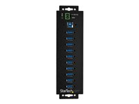 StarTech.com USB 3.0-hubb med 10 portar och nätadapter - Industriell USB-A-hubb i metall med ESD- och 350 W överspänningsskydd - Monterbar på DIN-skena/vägg/skrivbord - Höghastighets USB 3.1 Gen 1 5 Gbps-hubb - Hubb - 10 x USB 3.2 Gen 1 - DIN-skenmonterbar, väggmonterbar - TAA-kompatibel - för P/N: ITB20D3250 HB30A10AME