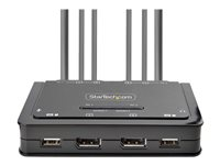 StarTech.com 2-Port Dual-Monitor DisplayPort Cable KVM Switch, 4K 60Hz, Compact KVM with 5ft/1.5m USB-A/DisplayPort/Audio Integrated Cables, Bus Powered - Remote Push Button/Hotkey Switching (C2-DD46-UA2-CBL-KVM) - Omkopplare för tangentbord/video/mus/ljud/USB - kompakt - 2 x KVM/ljud/USB - 1 lokal användare - skrivbordsmodell C2-DD46-UA2-CBL-KVM