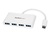 StarTech.com USB C-hubb med 4 portar tillsammans med 4x USB A-portar (USB 3.0 SuperSpeed 5 Gbit/s) - Bussdriven via USB - Bärbar USB C- till USB A-adapterhubb för bärbar dator - USB 3.1 gen. 1/USB 3.2 gen. 1 Type-C-hubb - Vit - Hubb - 4 x SuperSpeed USB 3.0 - skrivbordsmodell HB30C4ABW