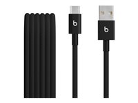 Beats - USB-kabel - USB (hane) till 24 pin USB-C (hane) - USB 2.0 - 1.5 m - flätad kabel, reinforced design, USB Fast Charge (15W) - bultsvart MDGG4ZM/A