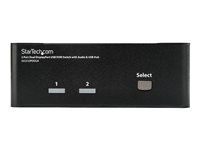 StarTech.com Dubbel USB DisplayPort KVM-switch med 2 portar, audio & USB 2.0-hubb - Omkopplare för tangentbord/video/mus/ljud - 2 x KVM/ljud - 1 lokal användare - skrivbordsmodell - för P/N: IM12D1500P, SVA12M2NEUA, SVA12M5NA SV231DPDDUA