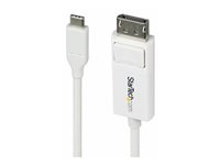 StarTech.com 6.6ft (2m) USB C to DisplayPort 1.2 Cable, Bidirectional - DisplayPort-kabel - 24 pin USB-C (hane) till DisplayPort (hane) - Displayport 1.2/Thunderbolt - 1.9 m - aktiv, dubbelriktad, 4K60Hz stöd - vit CDP2DP2MBW