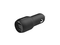 Belkin BoostCharge Dual Charger - Strömadapter för bil - 24 Watt - 4.8 A - 2 utdatakontakter (USB) - svart CCB001BTBK