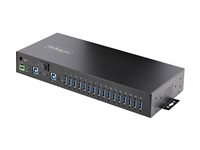 StarTech.com 16-Port Industrial USB 5Gbps Hub with Power Adapter, Metal Enclosure, Mountable, ESD Protection, Terminal Block Power, USB Charging, Dual-Host Switch - TAA - Hubb - 16 x USB 3.2 Gen 1 - skrivbordsmodell, rackmonterbar, väggmonterbar, DIN-skenmonterbar - TAA-kompatibel S5G16AINDS-USB-A-HUB
