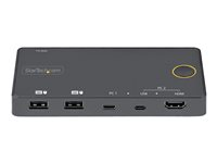 StarTech.com 2-ports hybrid USB-A + HDMI och USB-C KVM-switch - Enskild 4K 60 Hz HDMI 2.0-skärm - Kompakt HDMI KVM-switch för stationär/bärbar dator - USB-bussdriven - Thunderbolt 3-kompatibel - Omkopplare för tangentbord/video/mus/ljud - 2 x KVM/ljud - skrivbordsmodell SV221HUC4K