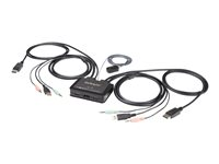 StarTech.com 2 Port USB 4K60Hz DisplayPort KVM-switch med inbyggda kablar - Omkopplare för tangentbord/video/mus/ljud - 2 x KVM/ljud - skrivbordsmodell SV211DPUA4K