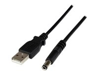 StarTech.com USB till 5,5 mm strömkabel - cylindrisk kontakt av typ N - 1 m - Strömkabel - USB (endast ström) (hane) till Växelströmsjack 5,5 x 2,5 mm (hane) - 1 m - formpressad - svart - för P/N: HDBOOST USB2TYPEN1M