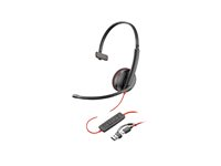 HP Poly Blackwire 3225 - Blackwire 3200 Series - headset - på örat - kabelansluten - 3,5 mm kontakt, USB-C - svart - Certifierad för Skype for Buisness, Cisco Jabber-certifierad, Avaya-certifierad, UC-certifierad 8X229AA