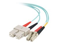 C2G LC-SC 10Gb 50/125 OM3 Duplex Multimode PVC Fiber Optic Cable (LSZH) - Nätverkskabel - SC-läge (multi-mode) (hane) till LC multiläge (hane) - 7 m - 7 m - fiberoptisk - duplex - 50/125 mikron - OM3 - halogenfri - havsblå 85535