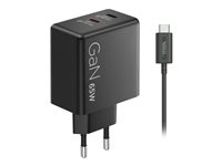 Lenovo Dual - Strömadapter - GaN - AC 100/240 V - 65 Watt - utgångskontakter: 2 - svart 40AW065BEU